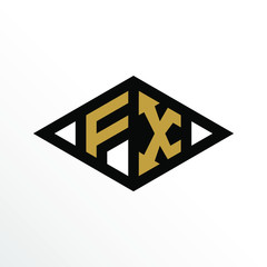 Initial Letter FX Geometric Abstract Diamond Shape Logo Design