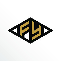 Initial Letter FY Geometric Abstract Diamond Shape Logo Design