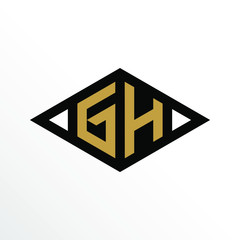 Initial Letter GH Geometric Abstract Diamond Shape Logo Design