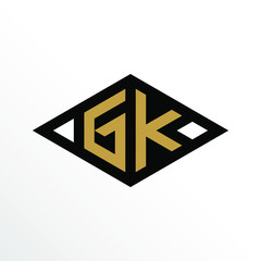 Initial Letter GK Geometric Abstract Diamond Shape Logo Design