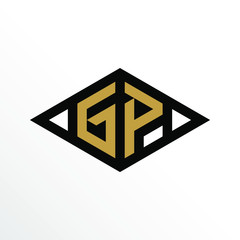 Initial Letter GP Geometric Abstract Diamond Shape Logo Design