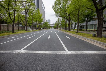 新型コロナウイルスの影響で人や車がいなくなった大阪　御堂筋　2020年5月