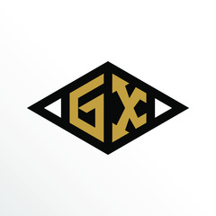 Initial Letter GX Geometric Abstract Diamond Shape Logo Design