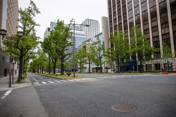 新型コロナウイルスの影響で人や車がいなくなった大阪　御堂筋　2020年5月