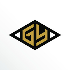 Initial Letter GY Geometric Abstract Diamond Shape Logo Design