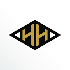 Initial Letter HH Geometric Abstract Diamond Shape Logo Design