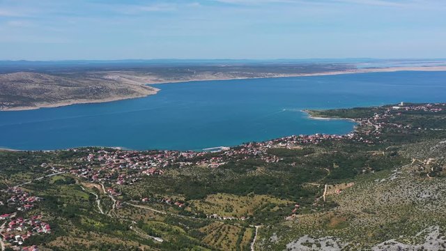 Starigrad Paklenica and Seline Valley with beautiful Blue Sea - Aerial Panoramic View