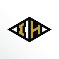 Initial Letter IH Geometric Abstract Diamond Shape Logo Design