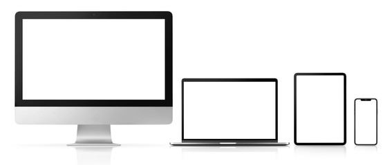 デスクトップコンピューター、ラップトップコンピューター、タブレット端末、スマートフォンの画面合成用素材（写真）