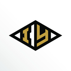 Initial Letter IY Geometric Abstract Diamond Shape Logo Design