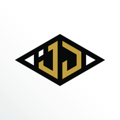 Initial Letter JJ Geometric Abstract Diamond Shape Logo Design