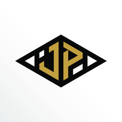 Initial Letter JP Geometric Abstract Diamond Shape Logo Design