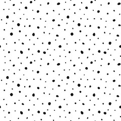 Seamless pattern. Shapeless circles and dots of different sizes, chaotic points.