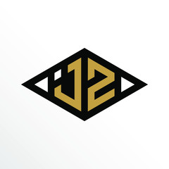 Initial Letter JZ Geometric Abstract Diamond Shape Logo Design