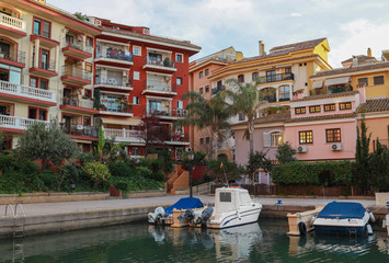 small Citi with big canal and lot of boats close to houses , look like Venice , Port Saplaya ,Alaboraya, Spain   © Bas