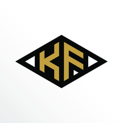 Initial Letter KF Geometric Abstract Diamond Shape Logo Design