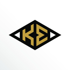 Initial Letter KE Geometric Abstract Diamond Shape Logo Design