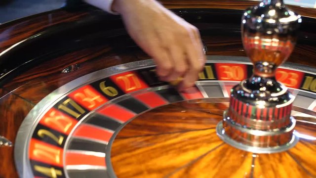 Casino Roulette Table Game with Slow-motion