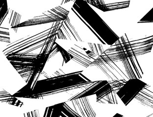 Brush abstract pattern. Grunge texture. Background. White and black vector. - 346348037