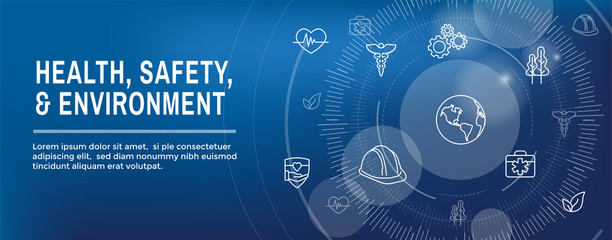 Health Safety and Environment Icon Set & Web Header Banner