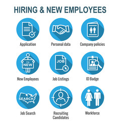 Fototapeta premium Hiring and Employees icons - job related images showing hiring
