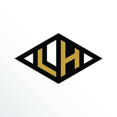 Initial Letter LH Geometric Abstract Diamond Shape Logo Design