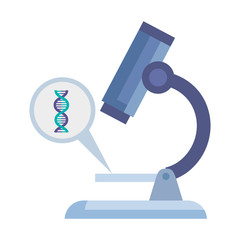microscope laboratory with dna structure vector illustration design