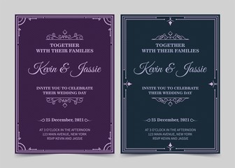 Elegant invitation card vector design vintage style	
