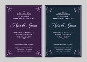 Elegant invitation card vector design vintage style	
