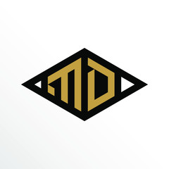 Initial Letter MD Geometric Abstract Diamond Shape Logo Design