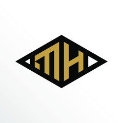 Initial Letter MH Geometric Abstract Diamond Shape Logo Design