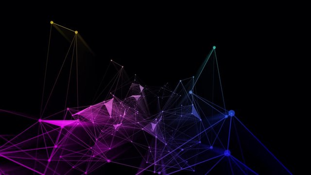 4k 3d abstract Digital background with graph made of nodes shaped ai text.abstract neon geometrical lines with moving triangles and connection dots. 