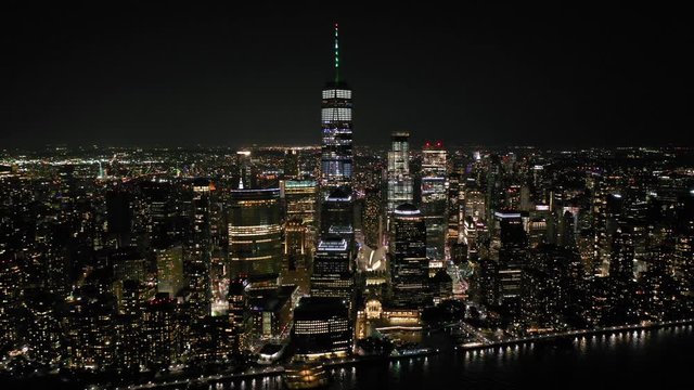 Aerial shot of Manhattan island in New York, USA