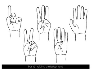 文字を表す手のイラストセット/線画