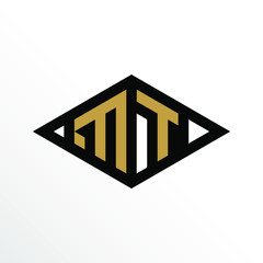 Initial Letter MT Geometric Abstract Diamond Shape Logo Design