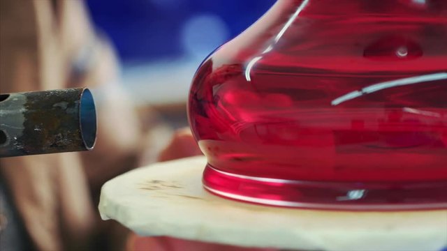hookah production. warms red hookah glass.