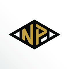 Initial Letter NP Geometric Abstract Diamond Shape Logo Design
