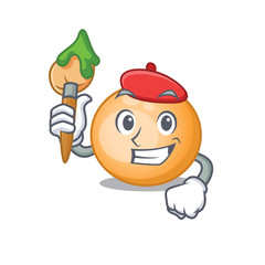 A creative staphylocuccus aureus artist mascot design style paint with a brush