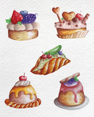 Sweet Dessert With Watercolors