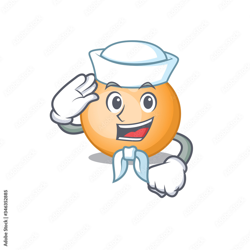 Wall mural Sailor cartoon character of staphylocuccus aureus with white hat