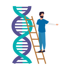paramedic and dna structure isolated icon vector illustration design
