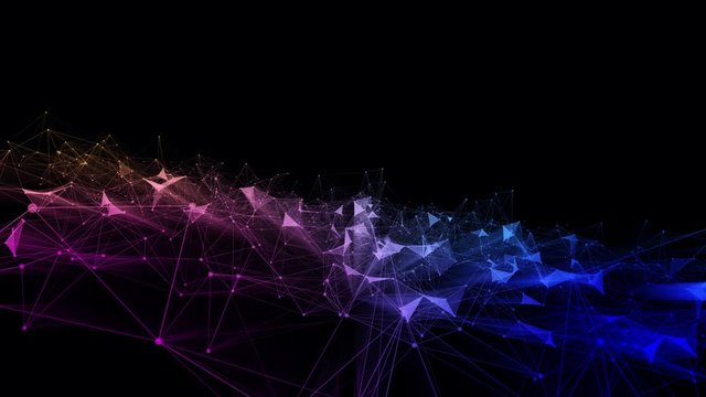 4k 3d abstract Digital background with graph made of nodes shaped technology text.abstract neon geometrical lines with moving triangles and connection dots. 