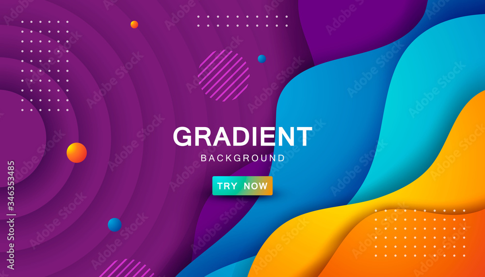 Poster blue and orange fluid color background. dynamic shape element vector illustration.