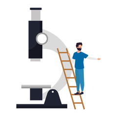 paramedic with microscope isolated icon vector illustration design