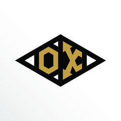 Initial Letter OX Geometric Abstract Diamond Shape Logo Design