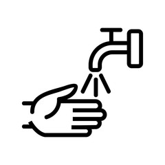prevention wash hands under tap icon vector. prevention wash hands under tap sign. isolated contour symbol illustration