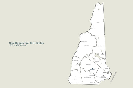 New Hampshire Map. Vector Map Of New Hampshire, U.S. States.