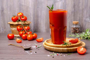 Thick red juice in glass