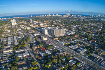 Aerial view of Hollywood, small city in Southern Florida