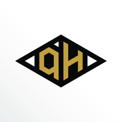 Initial Letter QH Geometric Abstract Diamond Shape Logo Design